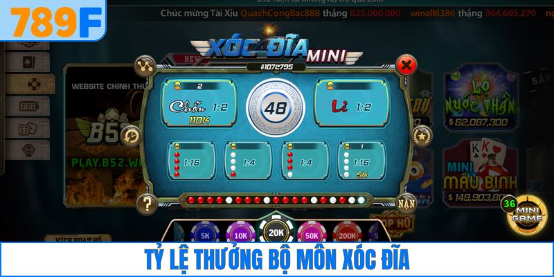 Tỷ lệ thưởng bộ môn xóc đĩa